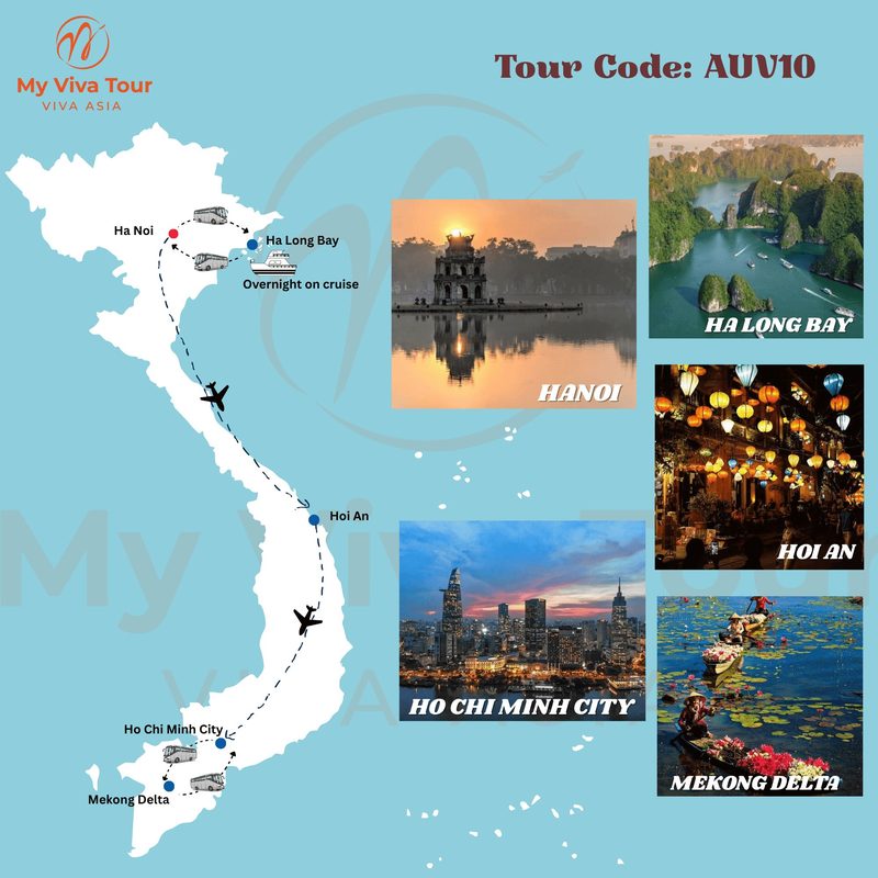 AUV10 Tour Map - Vietnam 10 Days