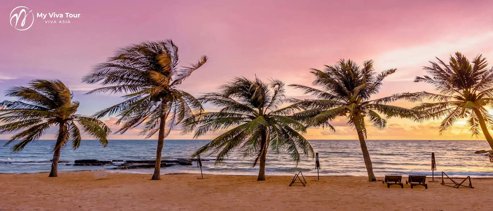Palm-fringed Phu Quoc beach at sunset — 3 nights on Phu Quoc Island, Vietnam Honeymoon (VHM10)